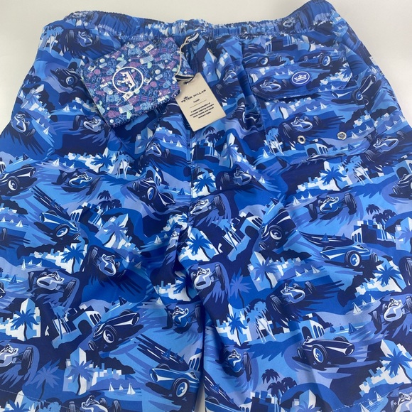 NWT Peter Millar Seaside Monaco Madness ATL Blue w/Koozie Swim Trunks Suit $98 - Picture 5 of 12